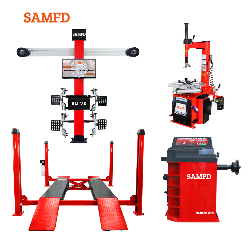 Tire Changer Machine - 3Dホイールアライメントマシン、カーリフト、タイヤチェンジャー、ホイールバランサーのコンボセット、タイヤ交換機とホイールバランサー